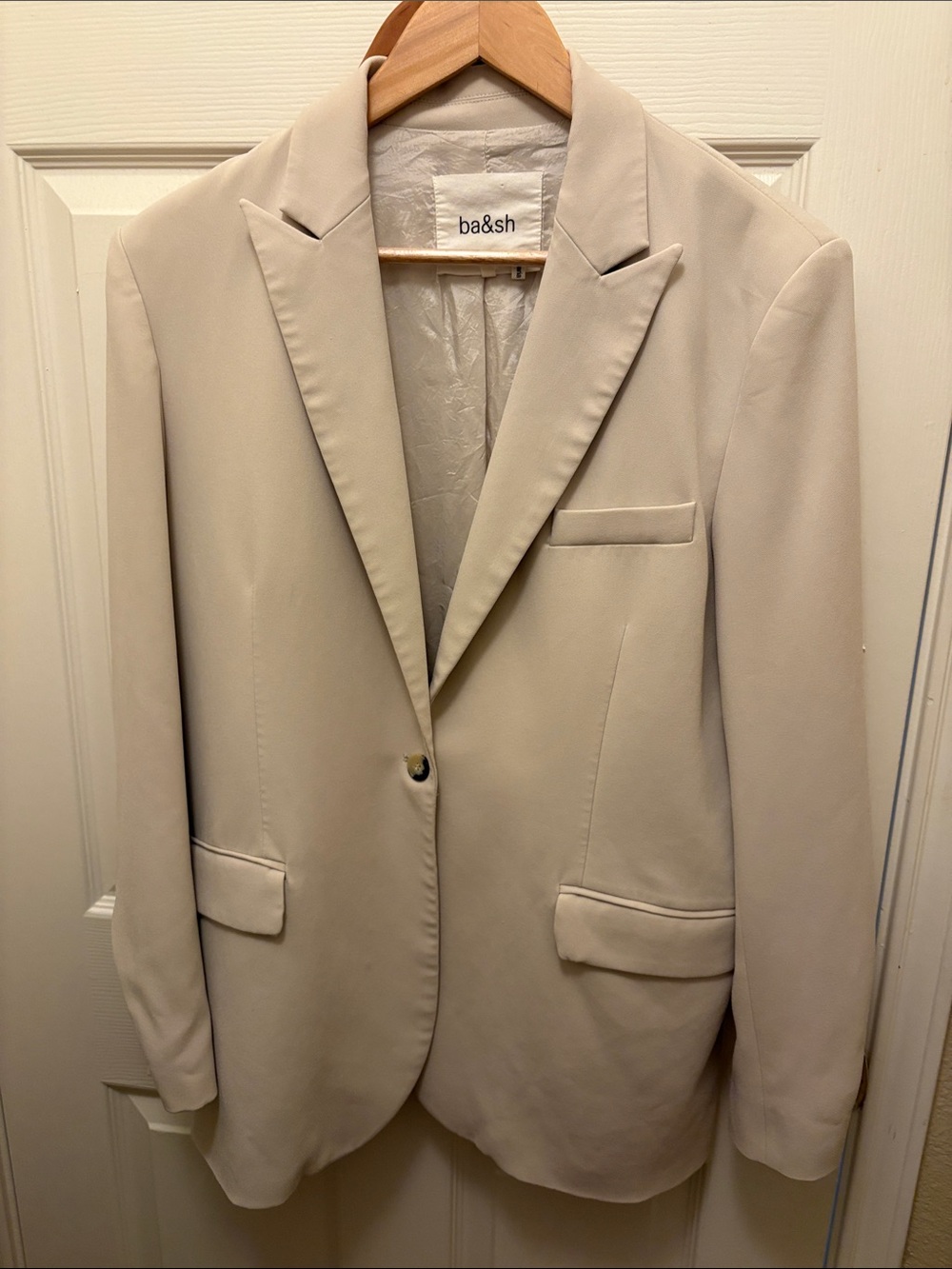 ba&sh Light Cream Single-Button Blazer